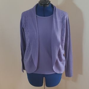 Kohl's Purple Acrylic Sweater Cardi and Shell L